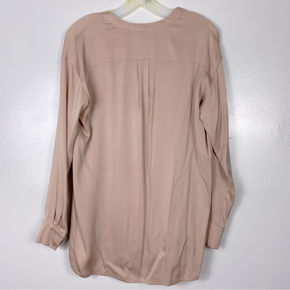 Vince silk Vneck draped flowy blouse vintage rose - Picture 2 of 5